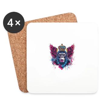 Gorilla Wappen Porträt Bunt - Untersetzer (4er-Set) - Weiß - Vorne