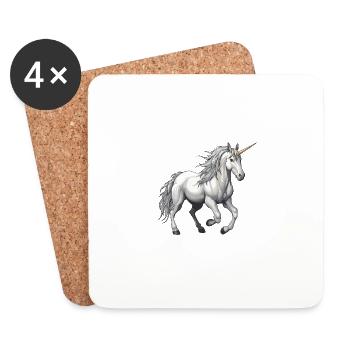 Bête licorne - Dessous de verre (lot de 4) - blanc - Devant