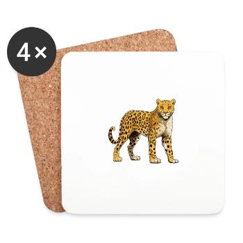 Guépard - Dessous de verre (lot de 4) - blanc - Devant