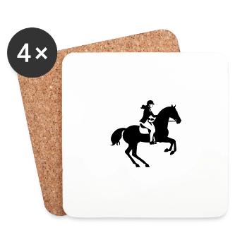 Reiten Pferd Frau Silhouette - Untersetzer (4er-Set) - Weiß - Vorne