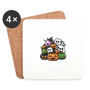 Halloween Party Figures Kawaii - Coasters (set of 4) - white - Front