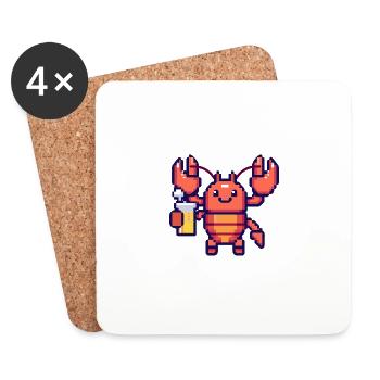 homard crabe bière pixel - Dessous de verre (lot de 4) - blanc - Devant