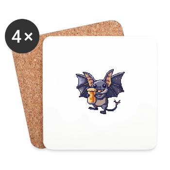 Fledermaus Bier Pixel - Untersetzer (4er-Set) - Weiß - Vorne
