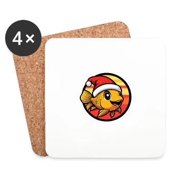 Noël du poisson rouge Noël - Dessous de verre (lot de 4) - blanc - Devant
