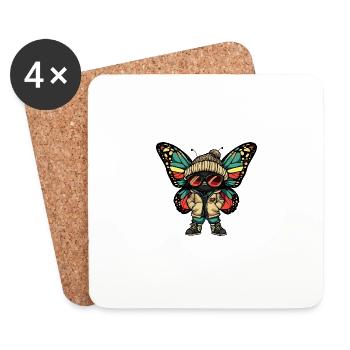 Schmetterling Winter - Untersetzer (4er-Set) - Weiß - Vorne
