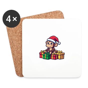 Monkey Christmas Comic Gifts - Coasters (set of 4) - white - Front
