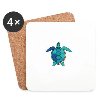 Mosaik Schildkröte Buntglas-Look - Untersetzer (4er-Set) - Weiß - Vorne
