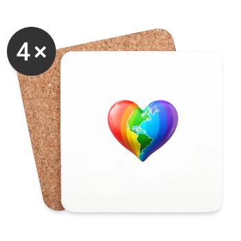 Cœur LBTQ - Dessous de verre (lot de 4) - blanc - Devant