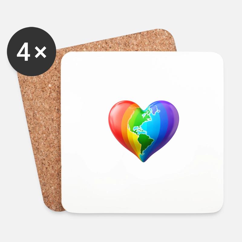 LBTQ Herz - Untersetzer (4er-Set) - Weiß