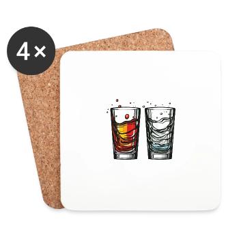 Verre à tequila - Dessous de verre (lot de 4) - blanc - Devant
