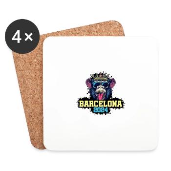 Singe de Barcelone 2024 - Dessous de verre (lot de 4) - blanc - Devant