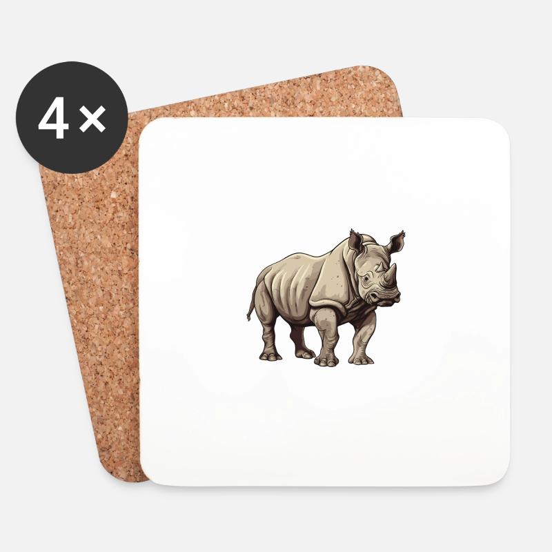Nashorn Tier - Untersetzer (4er-Set) - Weiß