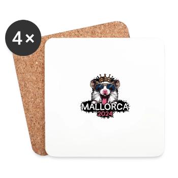 Mallorca 2024 Party Hamster - Untersetzer (4er-Set) - Weiß - Vorne