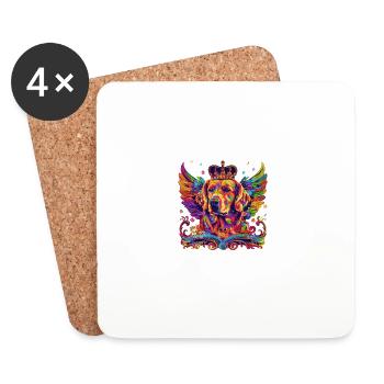 Golden Retriever Dog Head Portrait Colorful - Coasters (set of 4) - white - Front