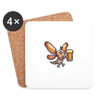 Libelle Bier Pixel - Untersetzer (4er-Set) - Weiß - Vorne