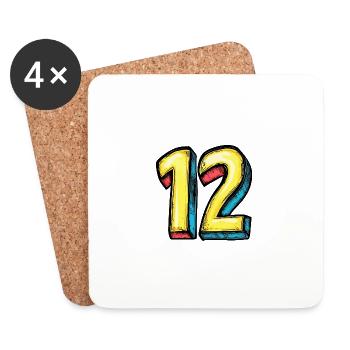 12 Zahl symbol - Untersetzer (4er-Set) - Weiß - Vorne