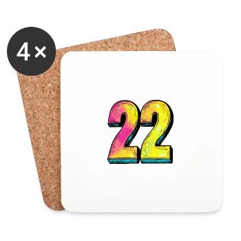 22 Symbole numérique - Dessous de verre (lot de 4) - blanc - Devant