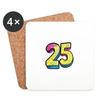 25 Symbole numérique - Dessous de verre (lot de 4) - blanc - Devant