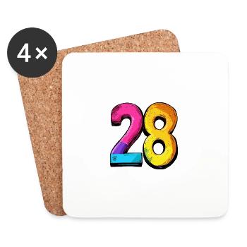 28 Zahl symbol - Untersetzer (4er-Set) - Weiß - Vorne