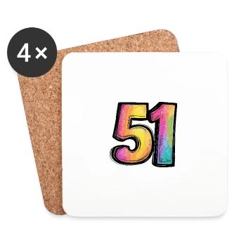 51 Zahl Symbol - Untersetzer (4er-Set) - Weiß - Vorne