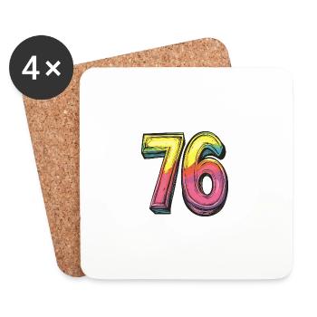 76 Symbole numérique - Dessous de verre (lot de 4) - blanc - Devant