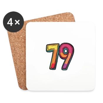 79 Symbole numérique - Dessous de verre (lot de 4) - blanc - Devant