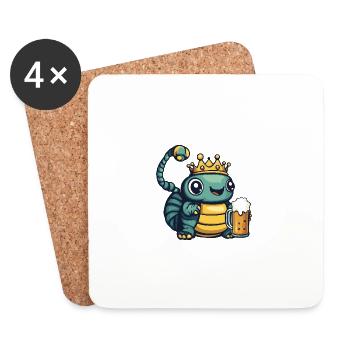 Wurm Bier Lustig - Untersetzer (4er-Set) - Weiß - Vorne