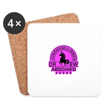 Junggesellinnenabschied Crew Einhorn Braut - Untersetzer (4er-Set) - Weiß - Vorne
