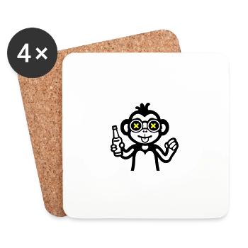 Monkey Drinking Funny Beer - Coasters (set of 4) - white - Front