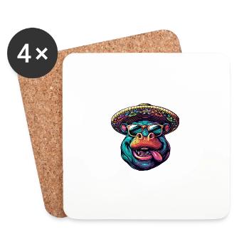 Hippopotamus Funny Sombrero - Coasters (set of 4) - white - Front