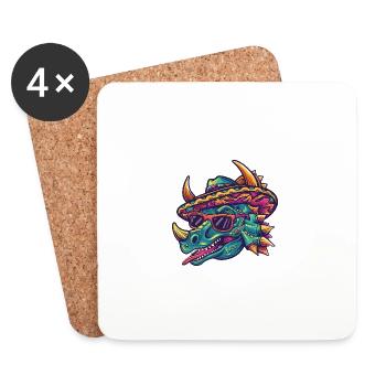 Dinosaurier triceratops Sombrero - Untersetzer (4er-Set) - Weiß - Vorne