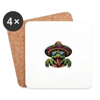 Schildkröte Comic Lustig Sombrero - Untersetzer (4er-Set) - Weiß - Vorne