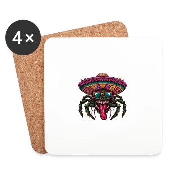 Tarantula Comic Funny Sombrero - Coasters (set of 4) - white - Front