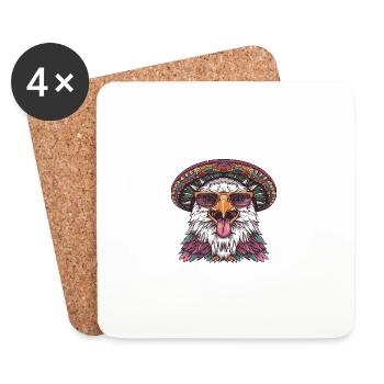 Aigle Bande Dessinée Drôle Sombrero - Dessous de verre (lot de 4) - blanc - Devant