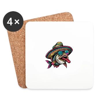 baleine drôle sombrero - Dessous de verre (lot de 4) - blanc - Devant