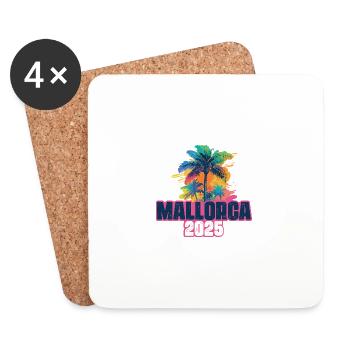 Mallorca 2025 Urlaub Palmen - Untersetzer (4er-Set) - Weiß - Vorne