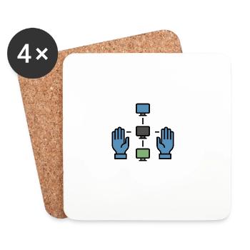 Decentralized Network | Blockchain P2P Symbol - Coasters (set of 4) - white - Front