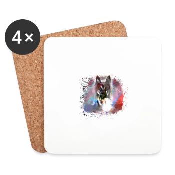 berger allemand, chien, graffiti, berger allemand, - Dessous de verre (lot de 4) - blanc - Devant