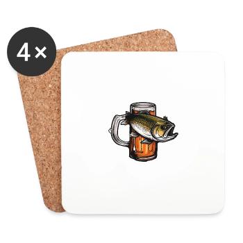 Angeln Fischen Bier - Untersetzer (4er-Set) - Weiß - Vorne