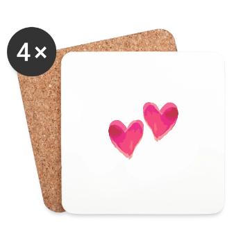 Coeurs Amour Dans L’amour Saint Valentin - Dessous de verre (lot de 4) - blanc - Devant