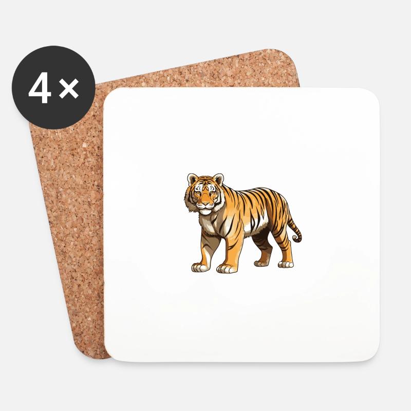 Tiger Tier - Untersetzer (4er-Set) - Weiß