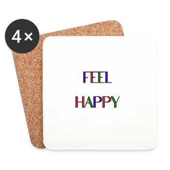 HAPPY. FREE. LIBERTE. BIEN-ÊTRE. ZEN. MEDITATION. - Dessous de verre (lot de 4) - blanc - Devant