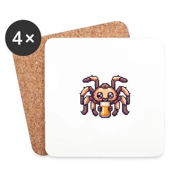 Tarantula Bier Spinne Pixel - Untersetzer (4er-Set) - Weiß - Vorne