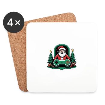 Weihnachtsmann Gaming Lustig Geschenke Weihnachten - Untersetzer (4er-Set) - Weiß - Vorne