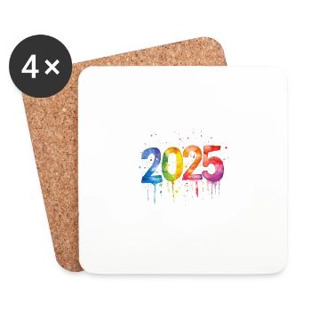 2025 year Colorful - Coasters (set of 4) - white - Front