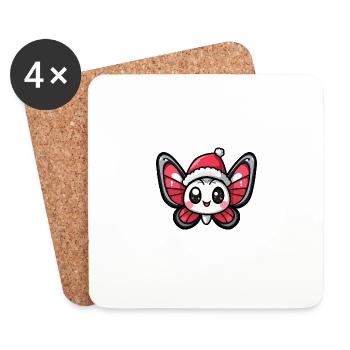 Butterfly Christmas Cute - Coasters (set of 4) - white - Front