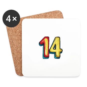 14 Zahl symbol - Untersetzer (4er-Set) - Weiß - Vorne