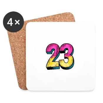 23 Symbole numérique - Dessous de verre (lot de 4) - blanc - Devant