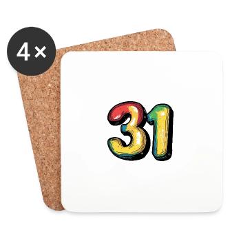 31 Symbole numérique - Dessous de verre (lot de 4) - blanc - Devant