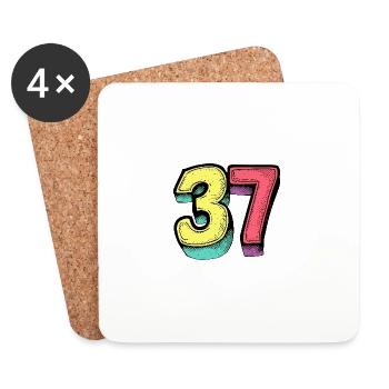 37 Symbole numérique - Dessous de verre (lot de 4) - blanc - Devant